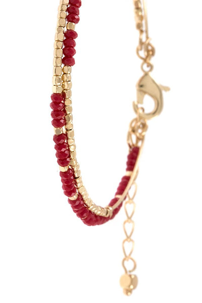 Mix glass bead wire cuff chain bracelet