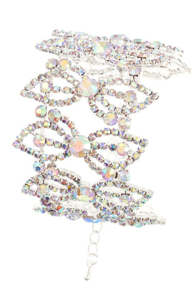Rhinestone pave ornate flex bracelet