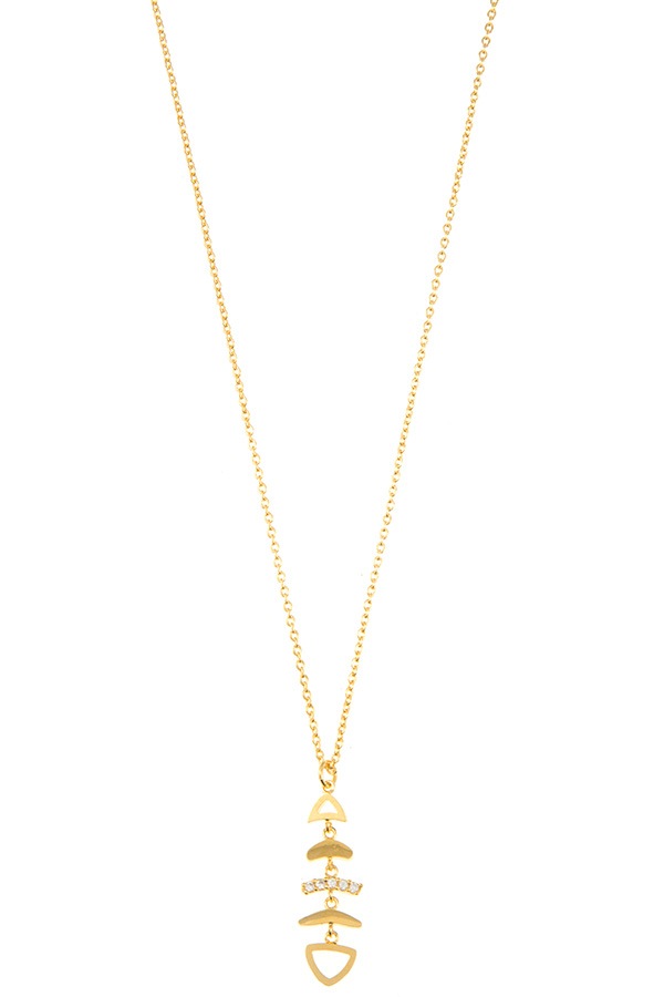 Fish bone pendant necklace