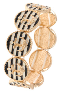 Striped anchor accent link bracelet
