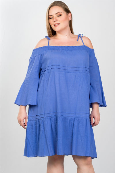 Ladies fashion plus size boho tie-shoulder boho midi dress