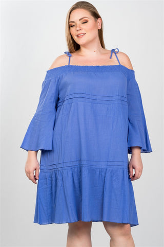 Ladies fashion plus size boho tie-shoulder boho midi dress