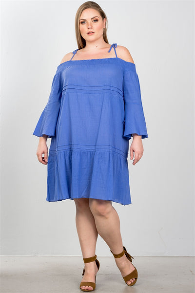 Ladies fashion plus size boho tie-shoulder boho midi dress