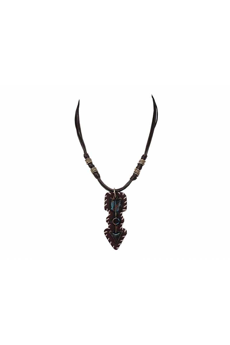 Pu leather arrow pendant necklace