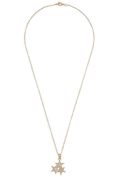 Triple rhinestone cluster star pendant necklace