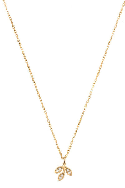 Cz stone leaf vine pendant necklace