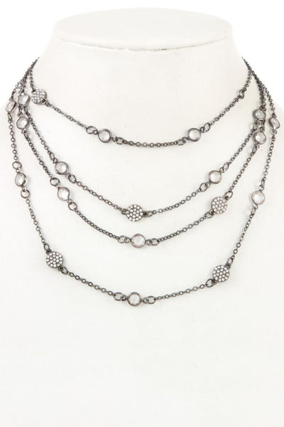 Multi layered crystal gem station necklace