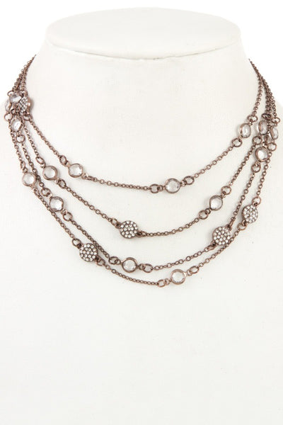 Multi layered crystal gem station necklace