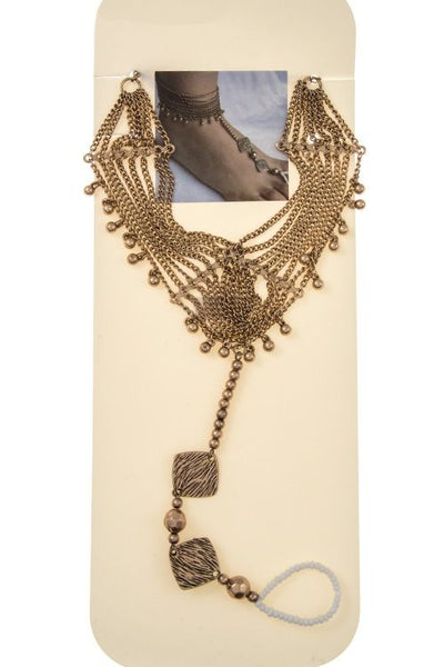 Multi draped bead accent anklet