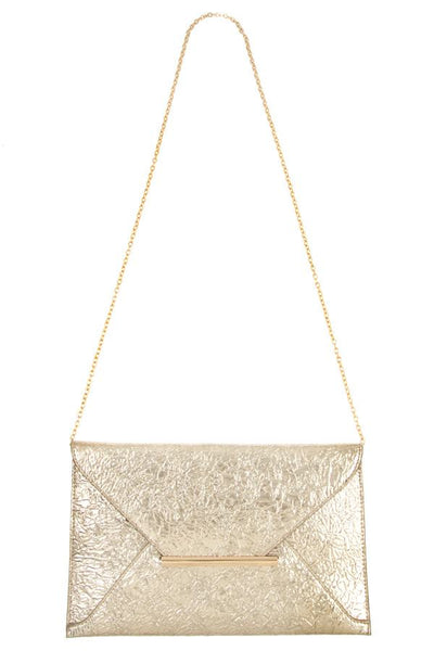 Faux wrinkled leather clutch bag