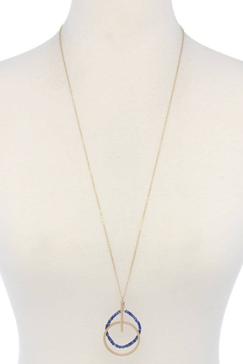 Metal circle beaded pendant necklace