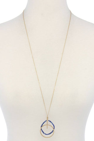 Metal circle beaded pendant necklace