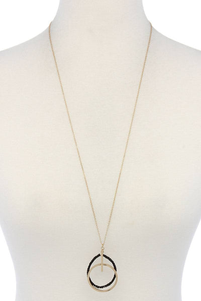 Metal circle beaded pendant necklace