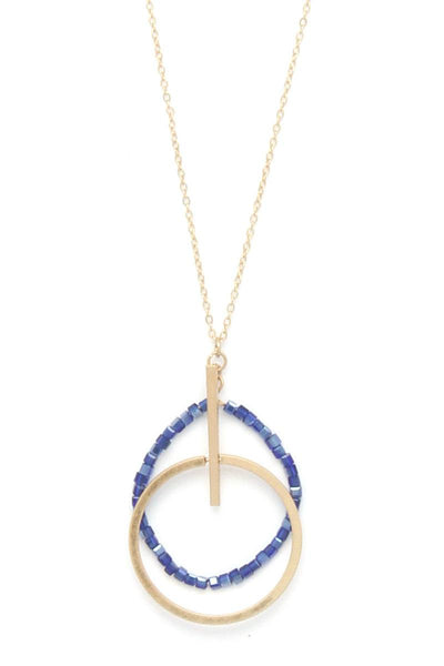 Metal circle beaded pendant necklace