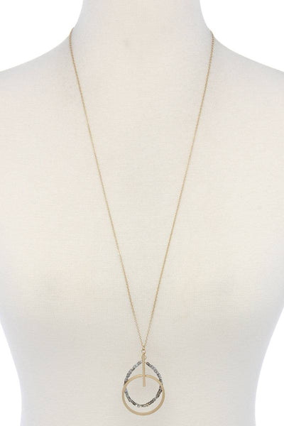 Metal circle beaded pendant necklace