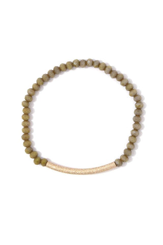 Textured metal bar beaded stretch bracelet