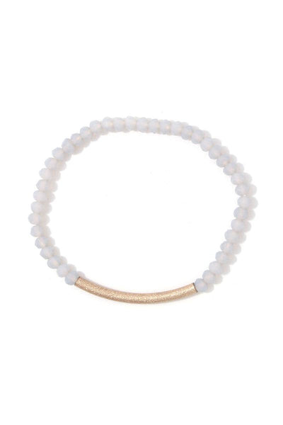 Textured metal bar beaded stretch bracelet