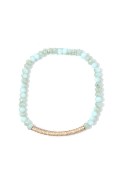 Textured metal bar beaded stretch bracelet