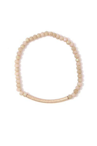 Textured metal bar beaded stretch bracelet