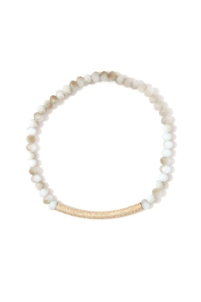 Textured metal bar beaded stretch bracelet
