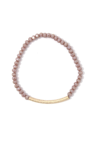 Textured metal bar beaded stretch bracelet