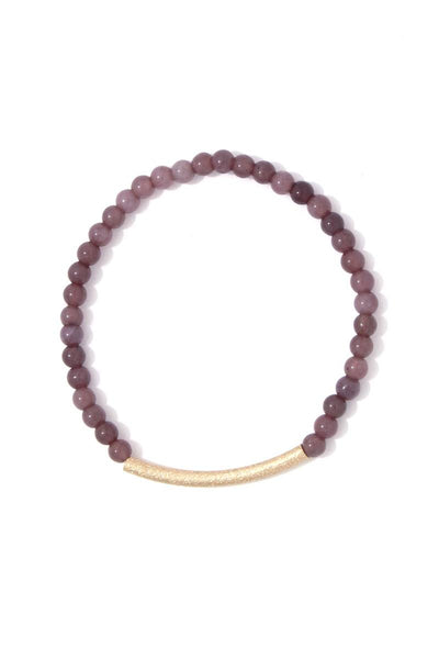 Textured metal bar multi colored beaded stretch bracelet