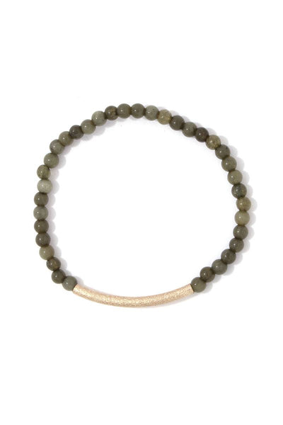 Textured metal bar multi colored beaded stretch bracelet