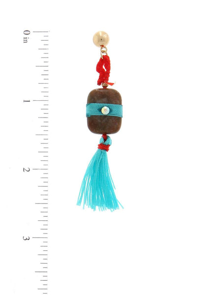Natural stone tassel drop earring