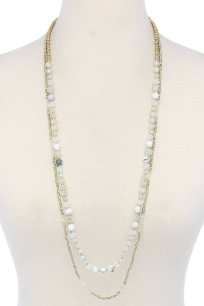 Semi precious stone beaded layered necklace