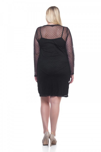 Ladies fashion plus size mesh midi dress