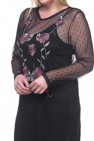 Ladies fashion plus size mesh midi dress