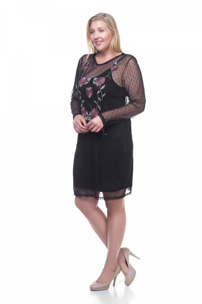 Ladies fashion plus size mesh midi dress