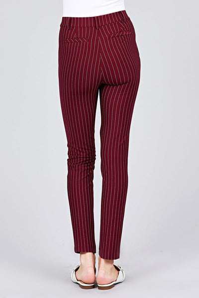 Ladies fashion plus size waist elastic stripe knit pants