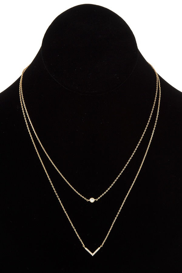 Double row chevron pendant necklace
