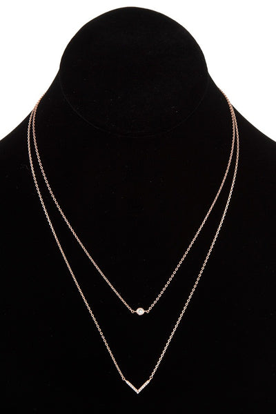 Double row chevron pendant necklace