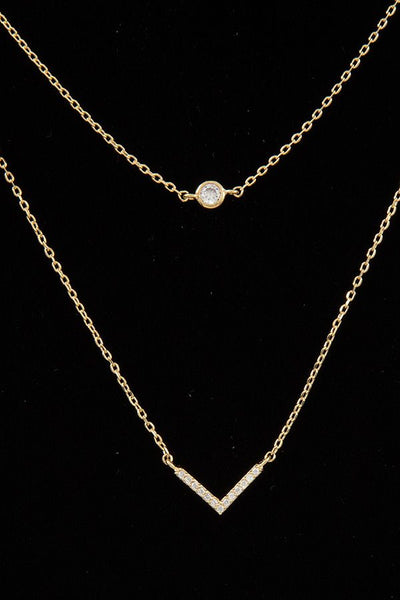 Double row chevron pendant necklace