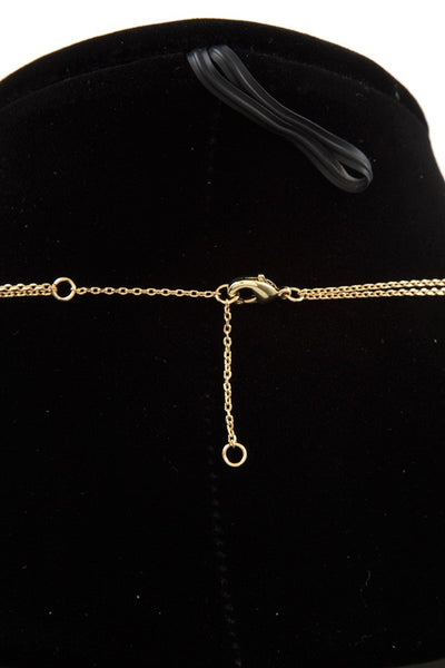 Double row cz stone heart pendant necklace