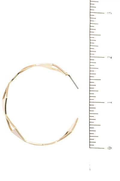 Diamond shape link semi hoop earring