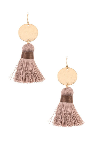 Disk link tassel drop earring