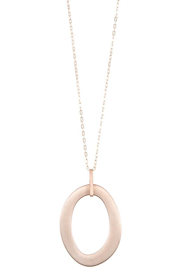 Oval cut out pendant long necklace
