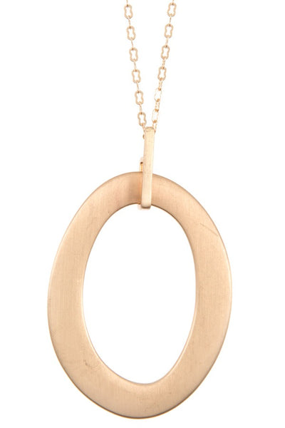 Oval cut out pendant long necklace