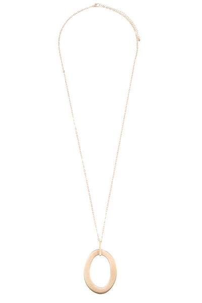 Oval cut out pendant long necklace