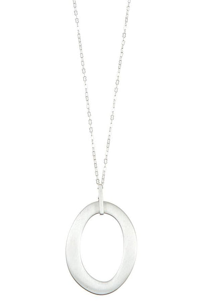 Oval cut out pendant long necklace