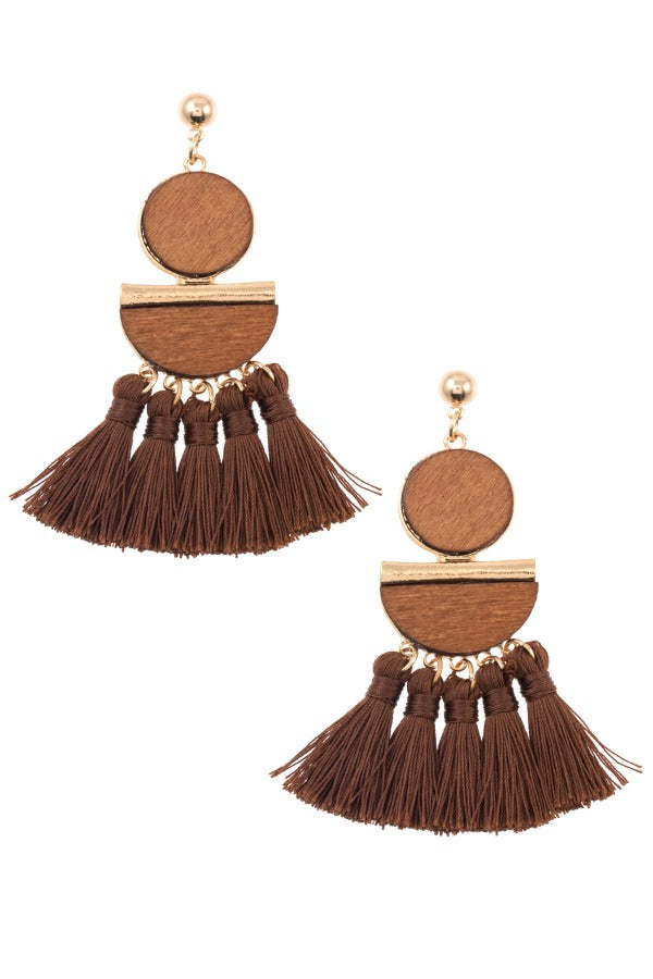 Mix shape link tassel drop dangle earring