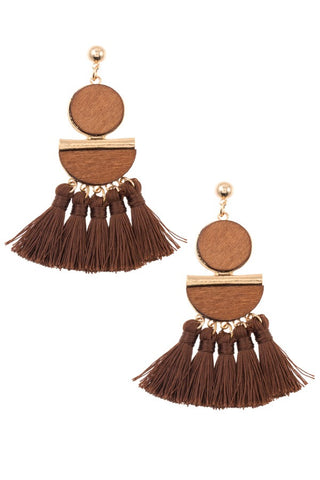 Mix shape link tassel drop dangle earring