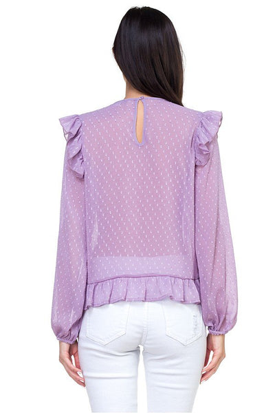 Lace trim swiss dot shirt