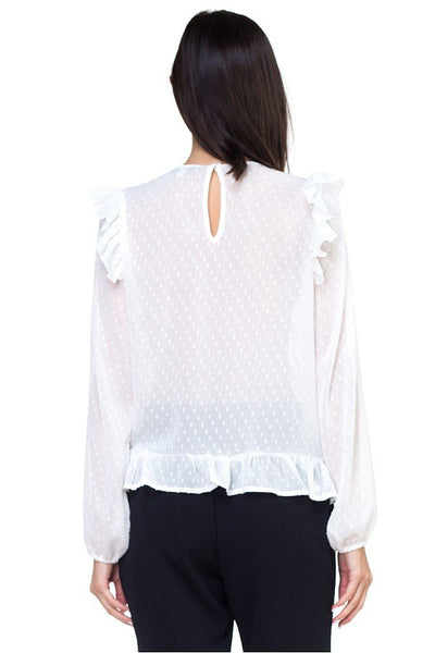 Lace trim swiss dot shirt