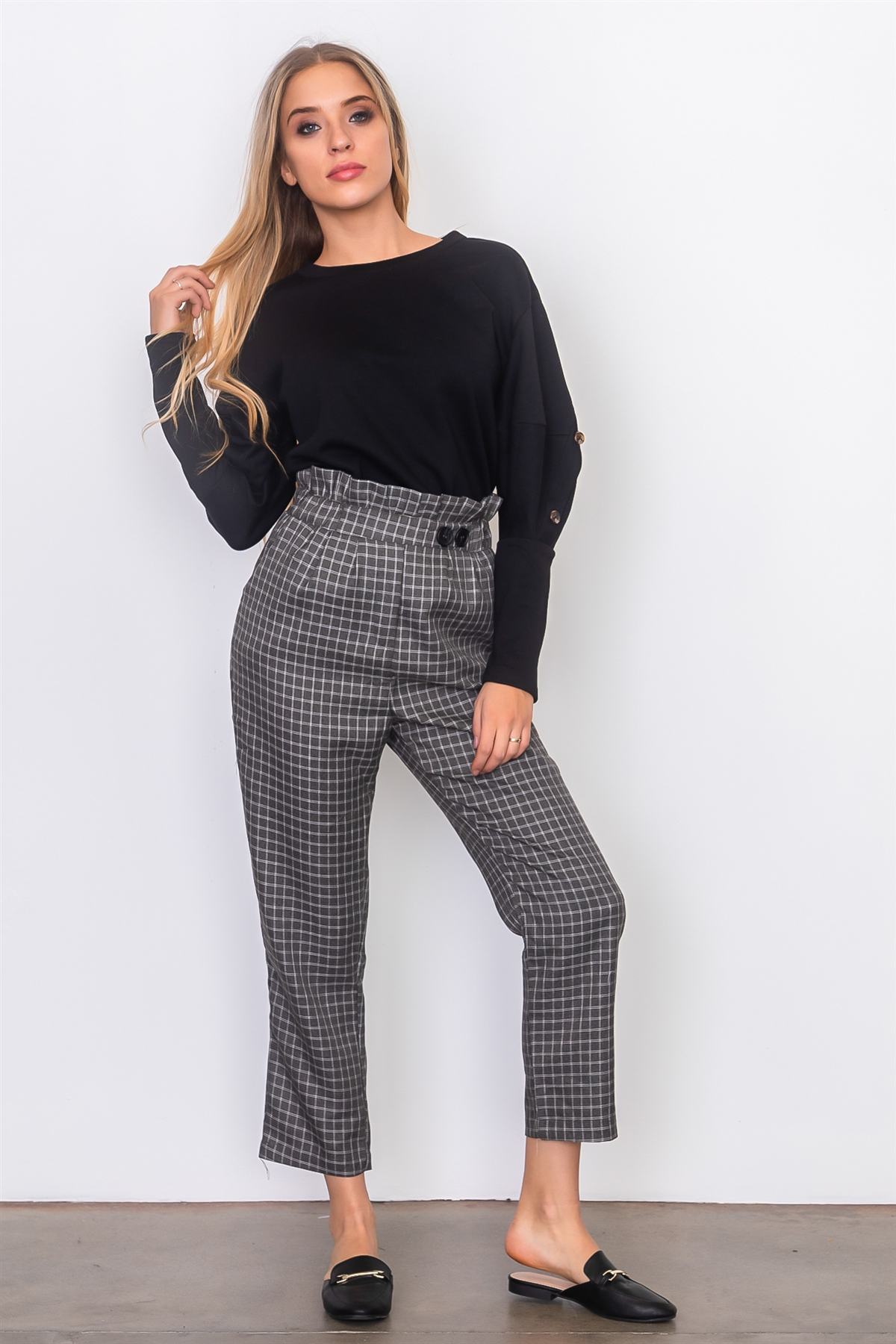 plaid paper bag pants