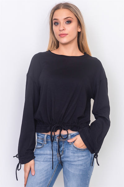 Drawstring hem jersey top