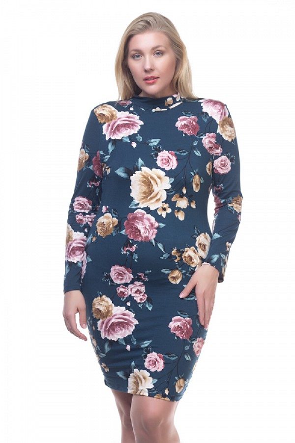 Mock neck floral dress